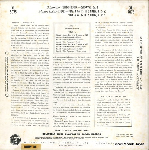 GIESEKING, WALTER schumann; carnaval op.9 XL5075