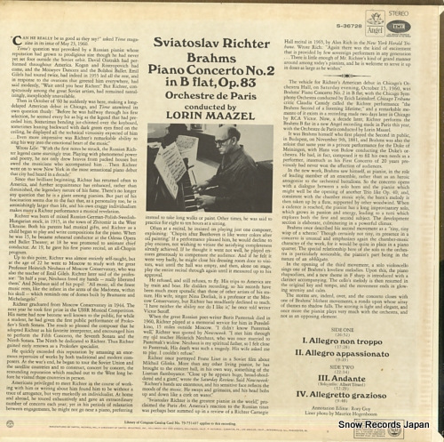 RICHTER, SVIATOSLAV brahms; piano concerto no.2 in b flat S-36728