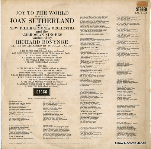 SUTHERLAND, JOAN joy to the world SXL6193