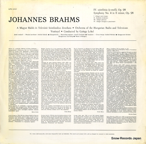 른إ brahms; symphony no.4 in e minor op.98 LPX11512