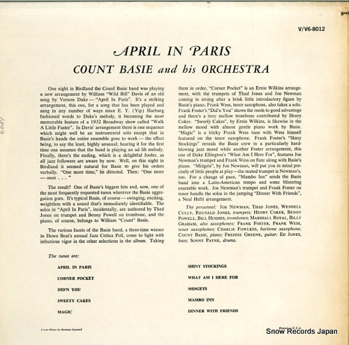 BASIE, COUNT april in paris MGV-8012 / V6-8012