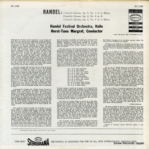 ۥ륹ȡ̡ޡ륰 handel; concerti grossi, op.6 (nos.4, 5 and 6) BC1089
