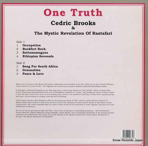 BROOKS, CEDRIC, AND THE MYSTIC REVOLUTION OF RASTAFARI one truth VILP001
