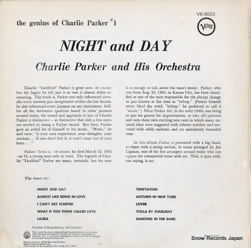 PARKER, CHARLIE night and day V6-8003