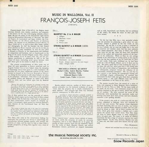֥å븹ڻͽ fetis; music in wallonia vol.2 MHS3266