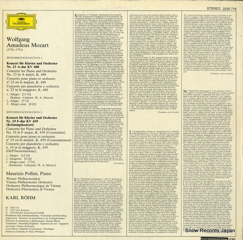 POLLINI, MAURIZIO mozart; klavierkonzerte piano concertos k.488 & k.459 2530716