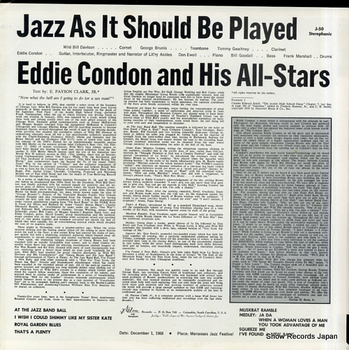 CONDON, EDDIE jazz as it should be played J-50 / JS50