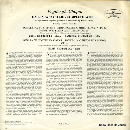 WILKOMIRSKI, KAZIMIERZ / MARIA WILKOMIRSKA chopin; dziela wszystkie complete works SX0081