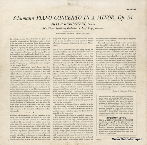 ȥ롦롼ӥ󥷥奿 schumann; piano concerto in a minor op.54 LSC-2256