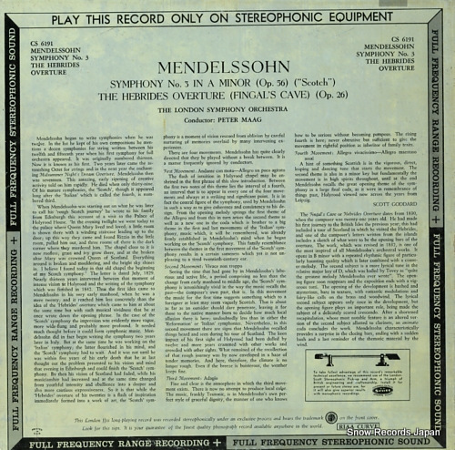 MAAG, PETER mendelssohn; scotch symphony/the hebrides overture CS6191