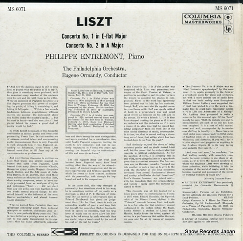 ENTREMONT, PHILIPPE liszt; concertos no.1 and 2 MS6071
