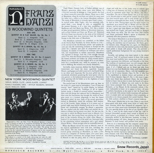 NEW YORK WOODWIND QUINTET danzi; 3 woodwind quintets H-71108