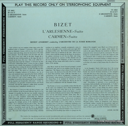 ANSERMET, ERNEST bizet; l'arlesienne/carmen CS6062