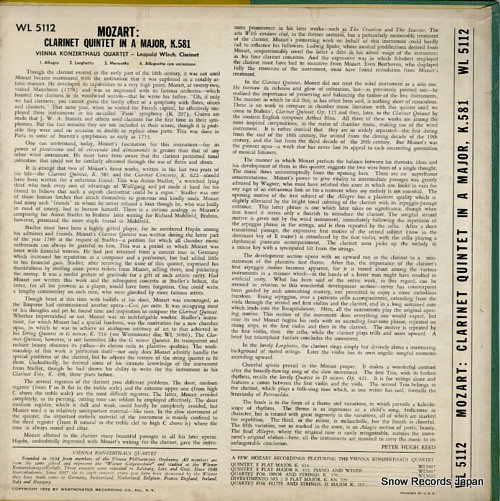 WLACH, LEOPOLD mozart; clarinet quintet in a major k.581 WL5112