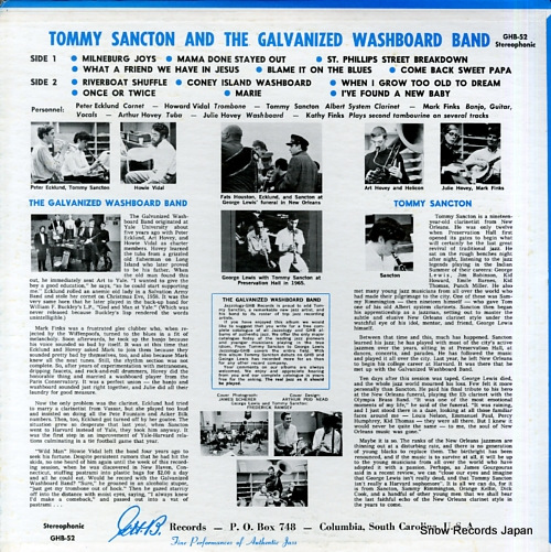 SANCTON, TOMMY tommy sancton and the galvanzed washboard band GHB-52