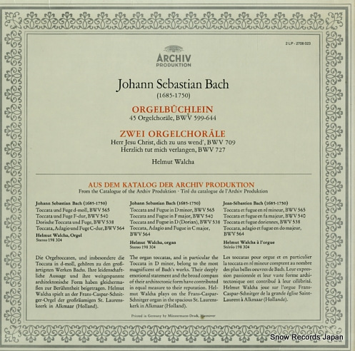 WALCHA, HELMUT bach; orgelbuchlein 2708023