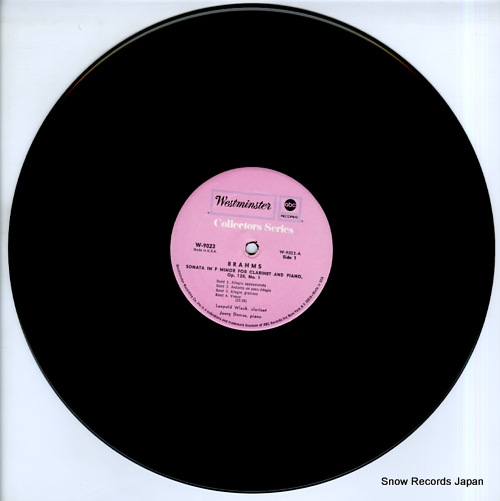 WLACH, LEOPOLD brahms; sonatas for clarinet and piano, op.120 W-9023