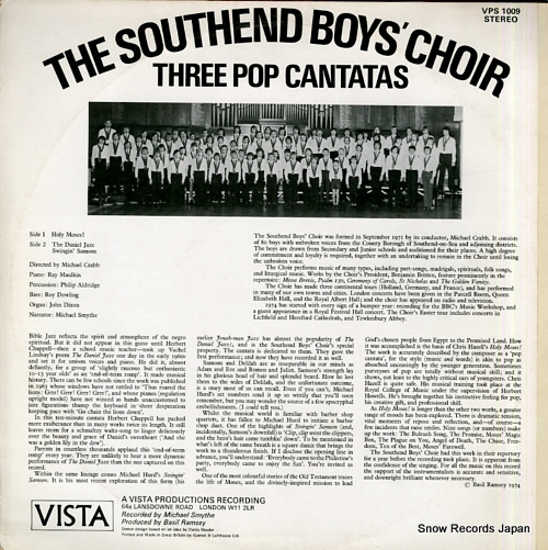 SOUTHEND BOYS' CHOIR, THE three pop cantatas VPS1009