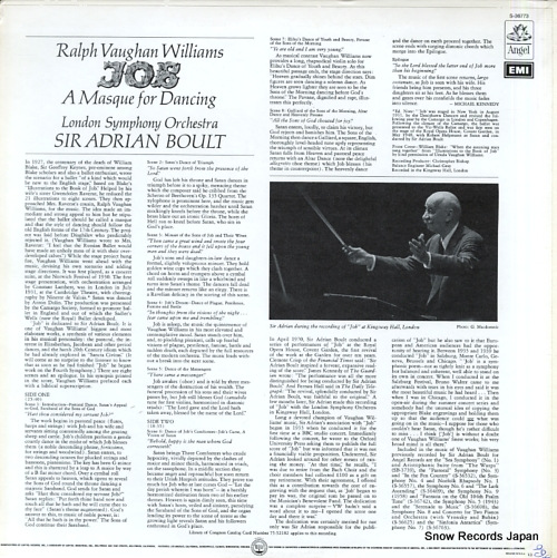 BOULT, ADRIAN vaughan williams; job a masque for dancing S-36773