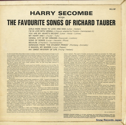 SECOMBE, HARRY harry secombe sings the favourite songs of richard WL1187