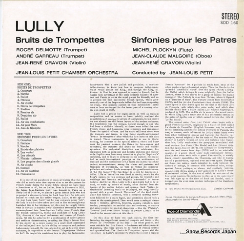 PETIT, JEAN-LOUIS lully; bruits de trompettes/sinfonies pour les patres SDD160