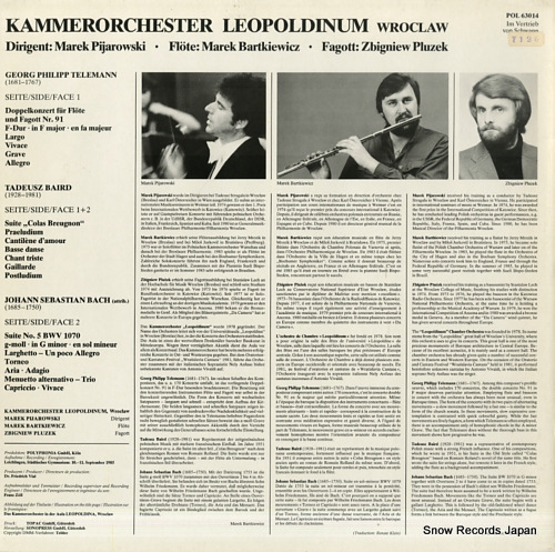PIJAROWSKI, MAREK telemann; doppelkonzert fur flote und fagott nr.91 POL63014