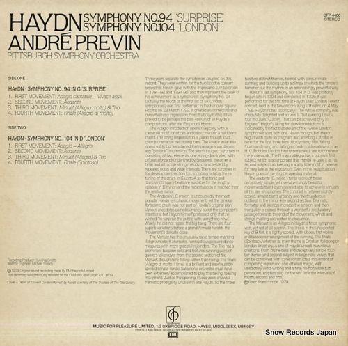 PREVIN, ANDRE haydn; symphony no.94/no.104 CFP4400