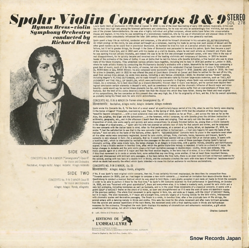 BECK, RICHARD spohr; violin concertos no.8/no.9 SOL278