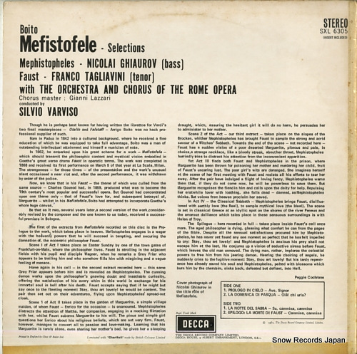 VARVISO, SILVIO boito; mefistofele SXL6305
