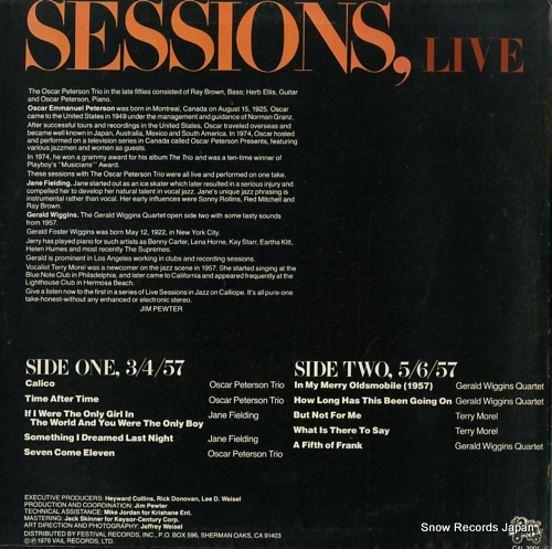 PETERSON, OSCAR / GERALD WIGGINS sessions, live CAL3001