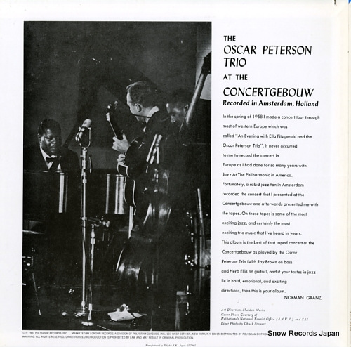 PETERSON, OSCAR the oscar peterson trio at the concertgebouw UMV2626
