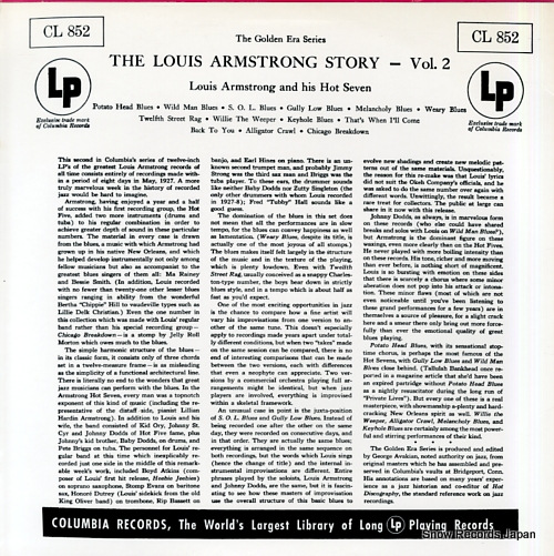 ARMSTRONG, LOUIS louis armstrong and his hot seven volume 2 CL852