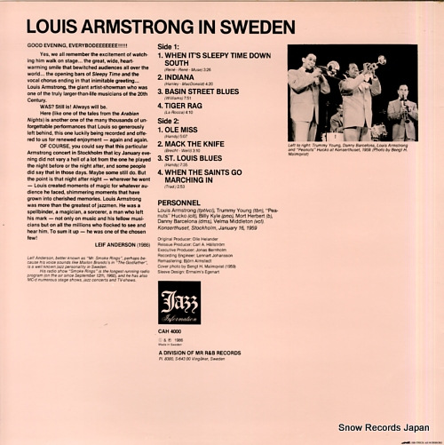 ARMSTRONG, LOUIS louis armstrong in sweden CAH4000