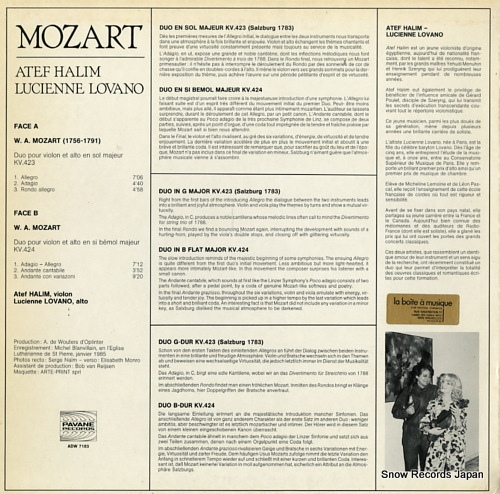 HALIM, ATEF / LUCIENNE LOVANO mozart; duos pour violon et alto/duos for violin and viola ADW7183