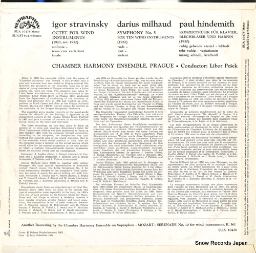 PESEK, LIBOR stravinsky; octet for wind instruments SUA10475