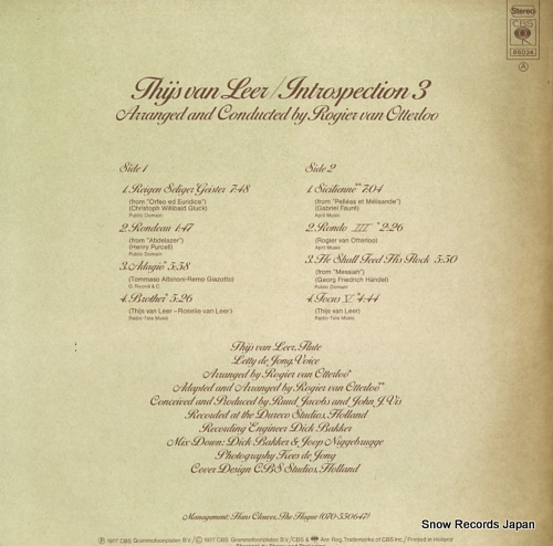 VAN LEER, THIJS introspection 3 arranged and conducted by rogier van otterloo CBS86034