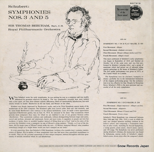 BEECHAM, THOMAS schubert; symphonies no.3 and no.5 SG7212