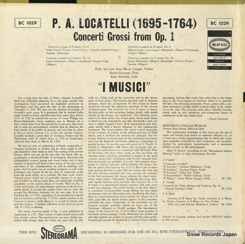 I MUSICI locatelli; concerti grossi op.1 BC1029