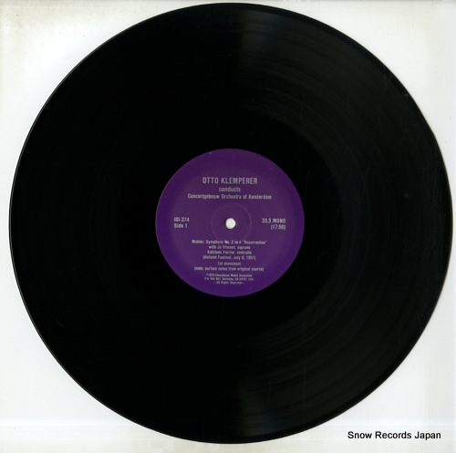 KLEMPERER, OTTO mahler; symphony no.2 