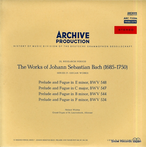 WALCHA, HELMUT bach; preludes and fugues ARC73206