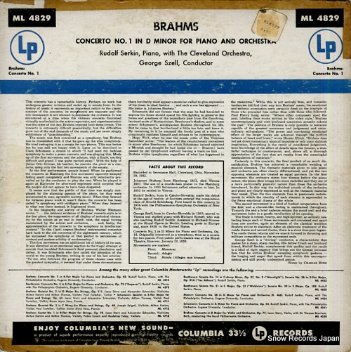 SERKIN, RUDOLF brahms; concerto no.1 ML4829