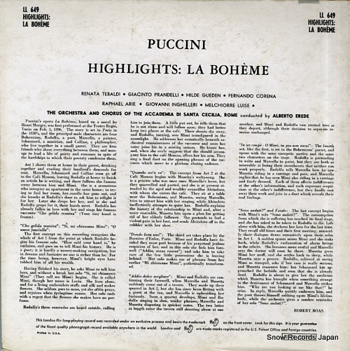 EREDE, ALBERTO puccini; la boheme highlights LL649