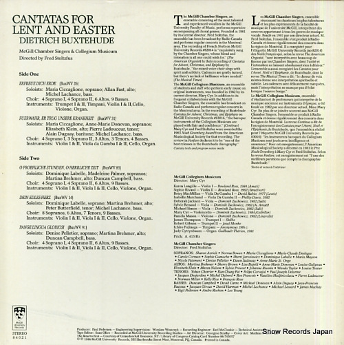 BUXTEHUDE, DIETRICH cantatas for lent and easter 84021