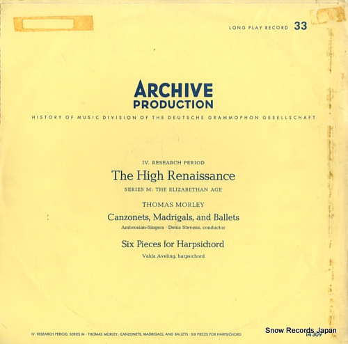STEVENS, DENIS morley; canzonets, madrigals, and ballets 14309