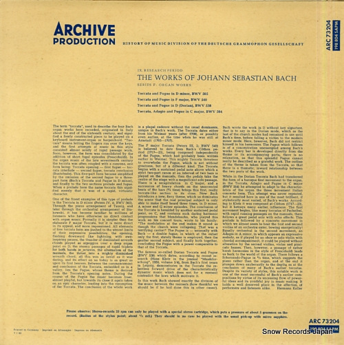 إࡼȡҥ bach; toccatas and fugues ARC73204