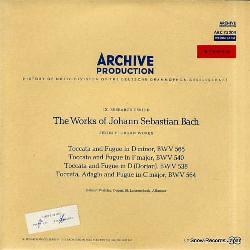 إࡼȡҥ bach; toccatas and fugues ARC73204