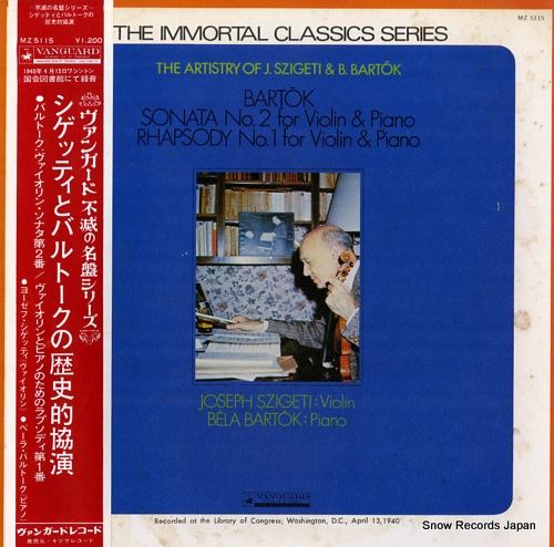 SZIGETI, JOSEPH bartok; sonata no.2 for violin & piano MZ5115