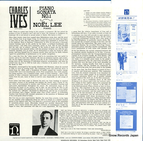 LEE, NOEL charles ives; piano sonata no.1 G-5025H/H-71169