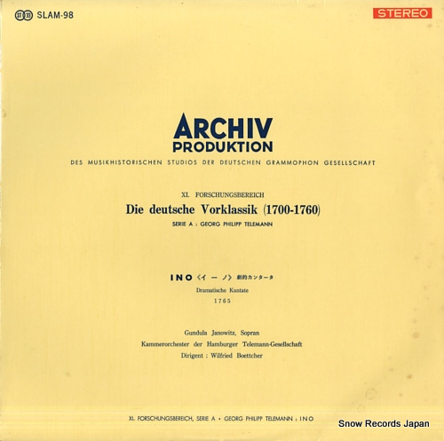BOETTCHER, WILFRIED telemann; ino dramatische kantate SLAM-98