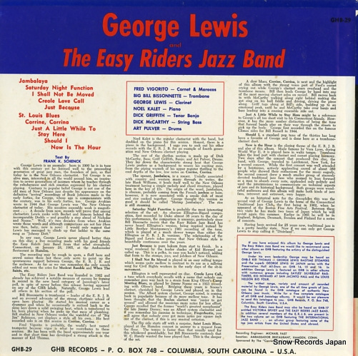 LEWIS, GEORGE the easy riders jazz band GHB-29